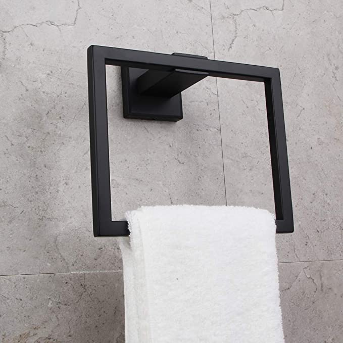 GERZWY Bathroom Hardware Accessories Sets( Robe Hook Toilet Paper Holder Towel Ring Towel Bar) Black Matte