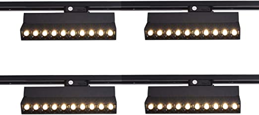Mirrea 20W Dimmable LED Array Track Lighting Heads Black Painted Compatible with Single Circuit H Type Track Rail CRI 90 Warm White 3000K Beam Angle 30° for Wall Art or Shop Window Pack of 4