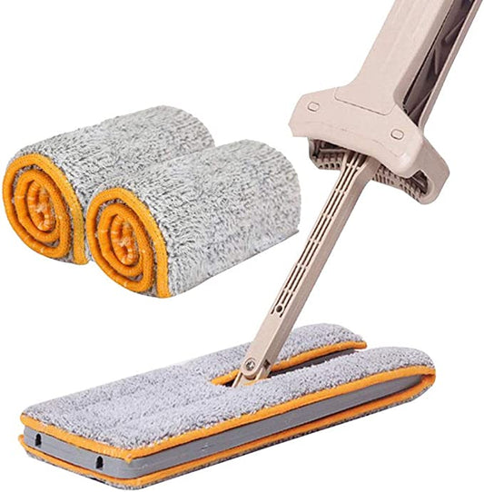 Double Sided Flat Lazy Mop 360 Degrees Cleaning Mop Self-Wringing Flipping with 2 pieces Microfiber Replace Cloth