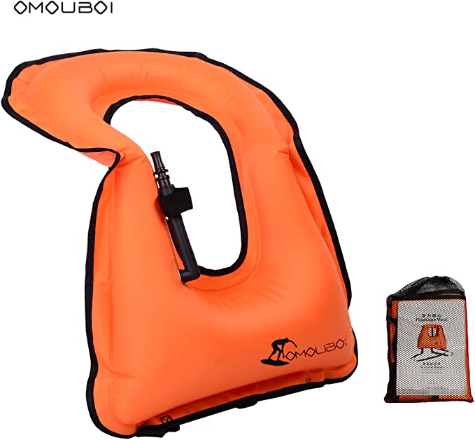 Omoboi Inflatable Swim Vest for Snorkeling Device, Orange