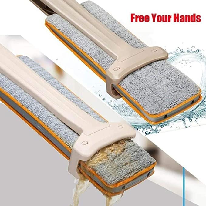 Double Sided Flat Lazy Mop 360 Degrees Cleaning Mop Self-Wringing Flipping with 2 pieces Microfiber Replace Cloth