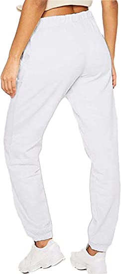 Women Gym Sport Jogger Pants, White, XL