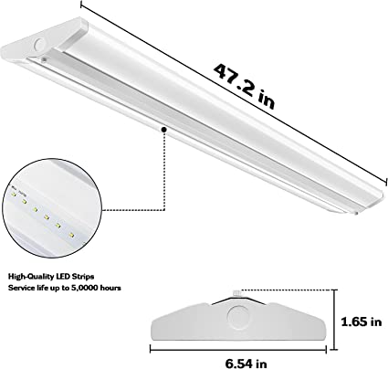 AntLux 4FT LED Wraparound Light Fixture 50W Ultra Slim LED Shop Lights for Garage, No Glare, 5500LM, 4000K Neutral White, 4 Foot Flush Mount Office Ceiling LED Wrap Light for Workshop Kitchen, 4 Pack