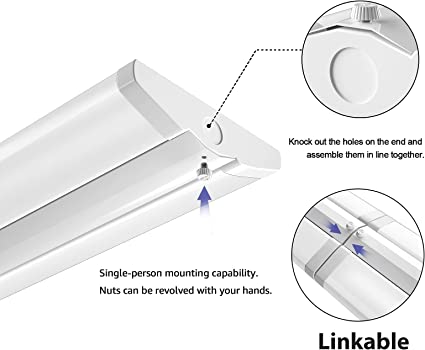 AntLux 4FT LED Wraparound Light Fixture 50W Ultra Slim LED Shop Lights for Garage, No Glare, 5500LM, 4000K Neutral White, 4 Foot Flush Mount Office Ceiling LED Wrap Light for Workshop Kitchen, 4 Pack