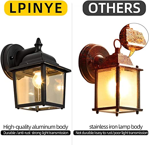 LPINYE Porch Light Exterior Wall Light Simple Modern Lantern