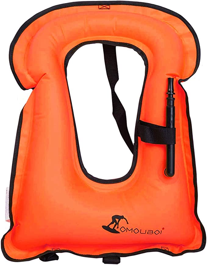 Omoboi Inflatable Swim Vest for Snorkeling Device, Orange