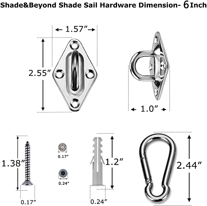 Shade&Beyond Shade Sail Hardware Kit Square & Rectangular Shape