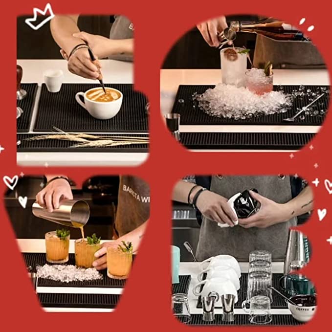 IMIYOKU Bar Mat Set of 3 Rubber Bar Service Spill Mat for Cocktail Bartender Coffee Bar