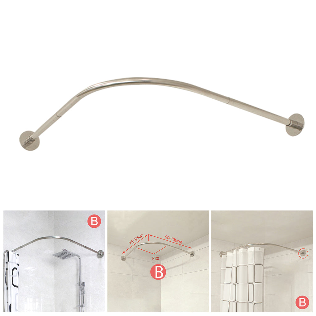 304 Stainless L-Shaped Shower Curtain Rod for Bathroom 70-95 -130CM