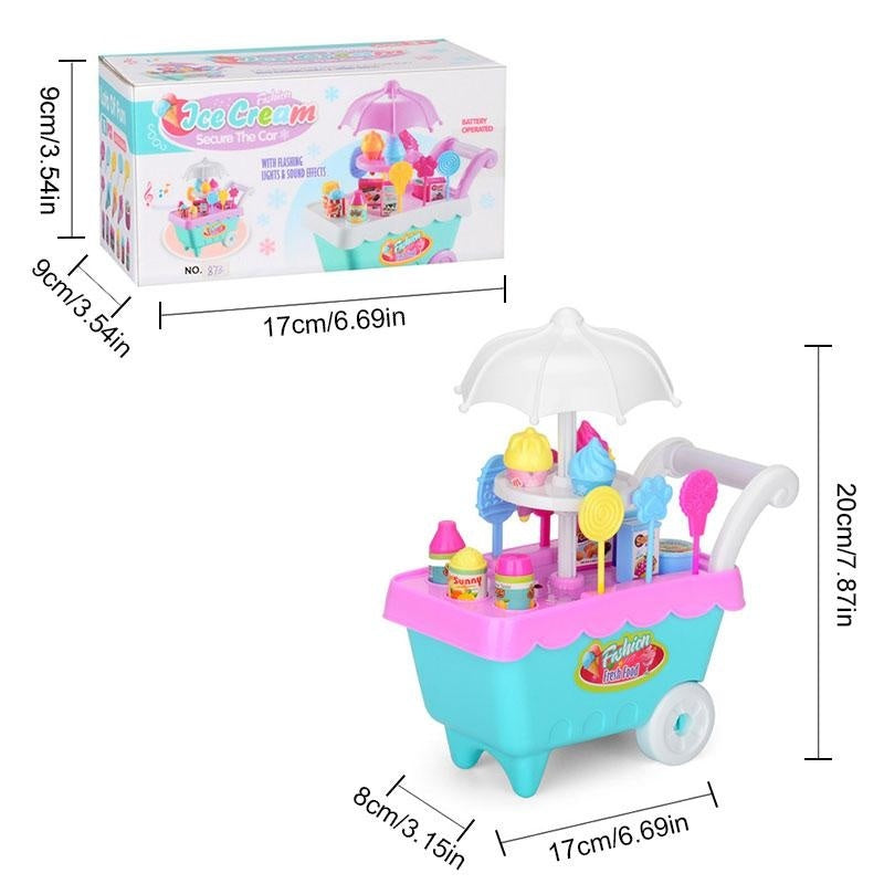 Unbranded C88800 Children Role Play Toys Mini Candy Cart Detachable Ice Cream Shop Cart Toy