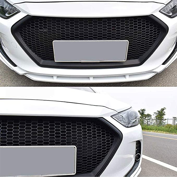 Car Front Grille for Hyundai Elantra 2017 2018, Outer Front Kidney Intake Grille Front Bumper Racing Air Intake Mesh Grills, Auto ABS Modified Accessories