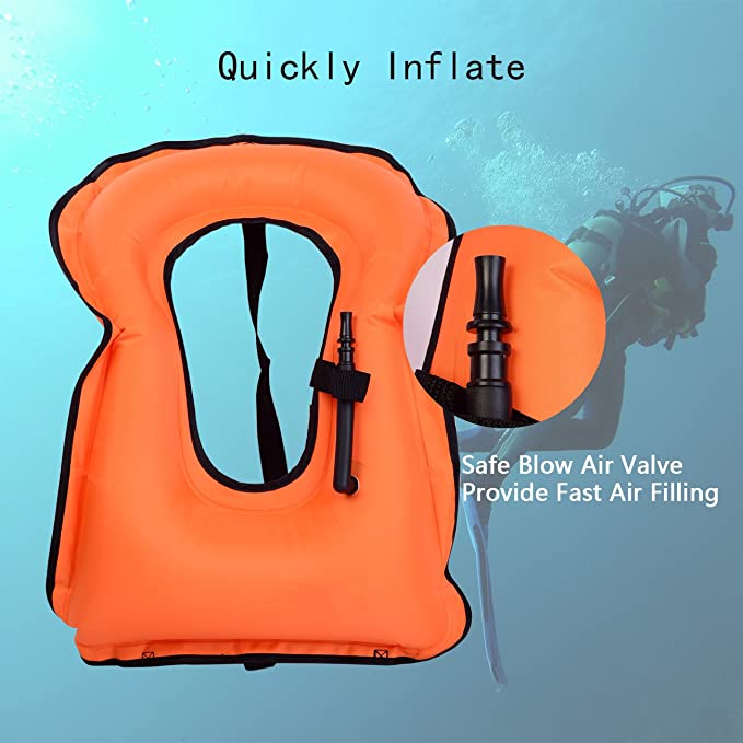 Omoboi Inflatable Swim Vest for Snorkeling Device, Orange