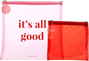 Graphique "It's All Good" Pink and Red Square Pouch Set