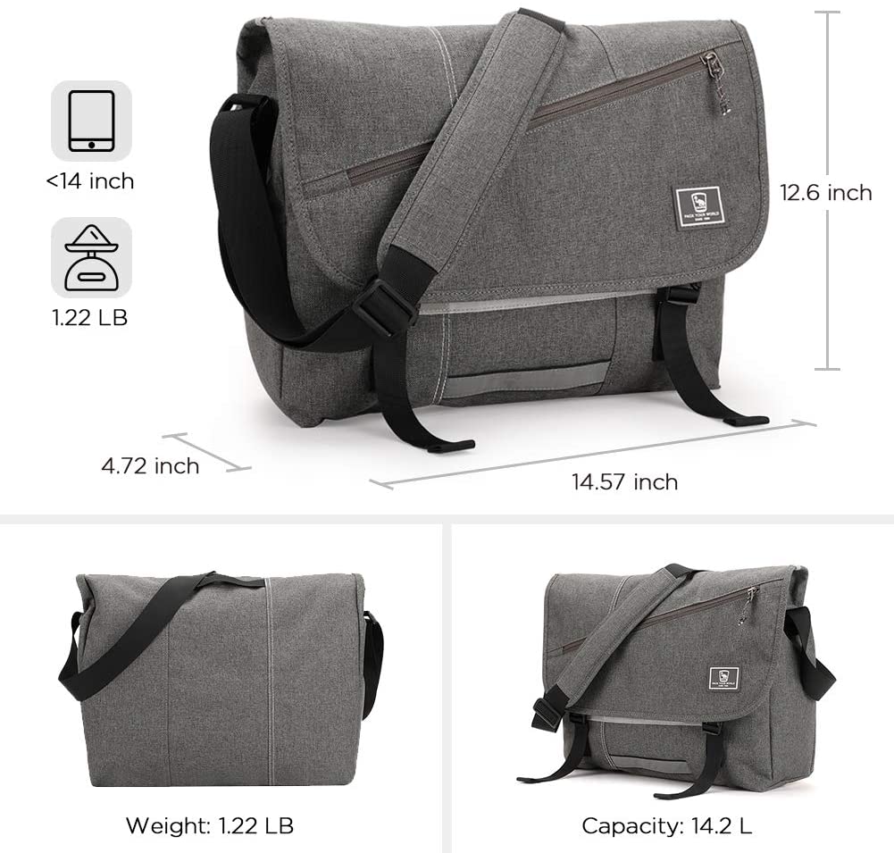OIWAS Canvas Messenger Bag Pack - Leisure 15 14 Inch Laptop Shoulder Briefcase