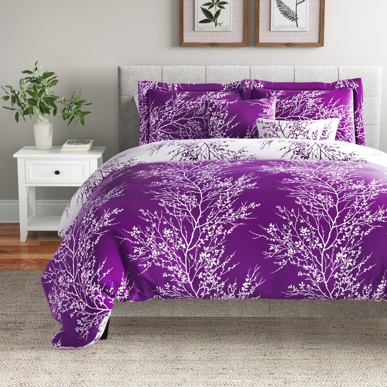 Spirit Linen Hotel 5th Ave Foliage Comforter Set 6PC - Purple - Size: King