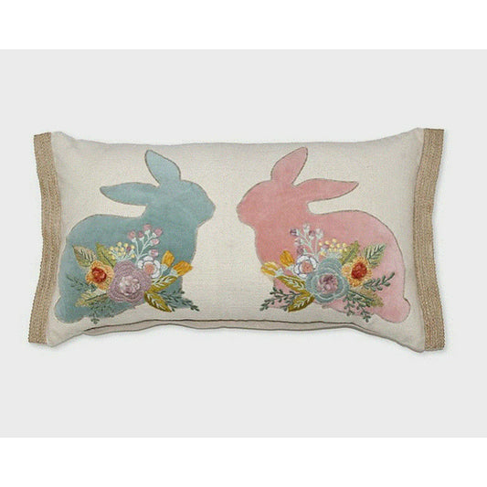 Easter Velvet Bunnies Oblong Throw Pillow