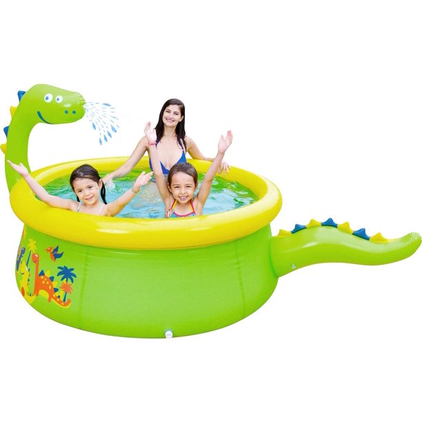 Lunvon Inflatable Swimming Pool for Kids, Dinosaur Pool Sprinkler Water Toys, Size 69" X 24.5", Kiddie Pool for Age 3+
