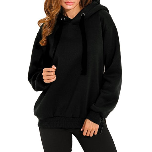 Zanzea Women's Casual Loose Side Zipper Long Sleeve Pullover Sweatshirt, Black M
