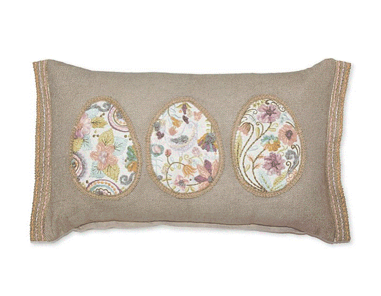 Easter Egg Hunt Patchwork Oblong Throw Pillow