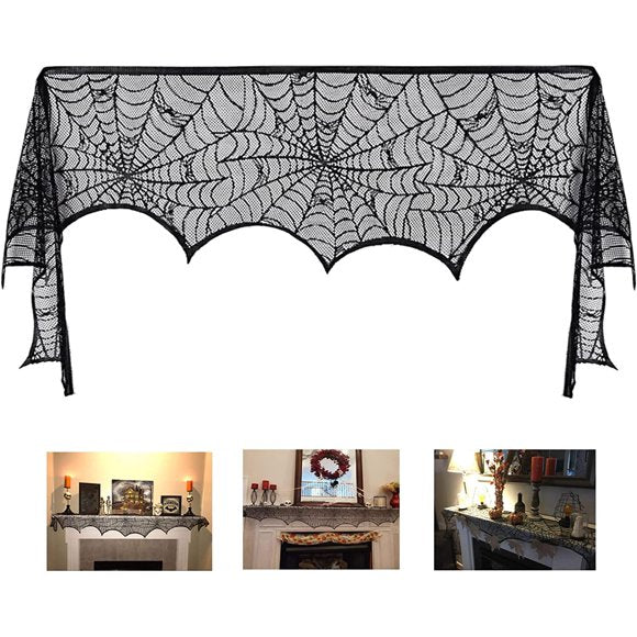 Fireplace Spider Decorations Lace Spiderweb (18" x 98")