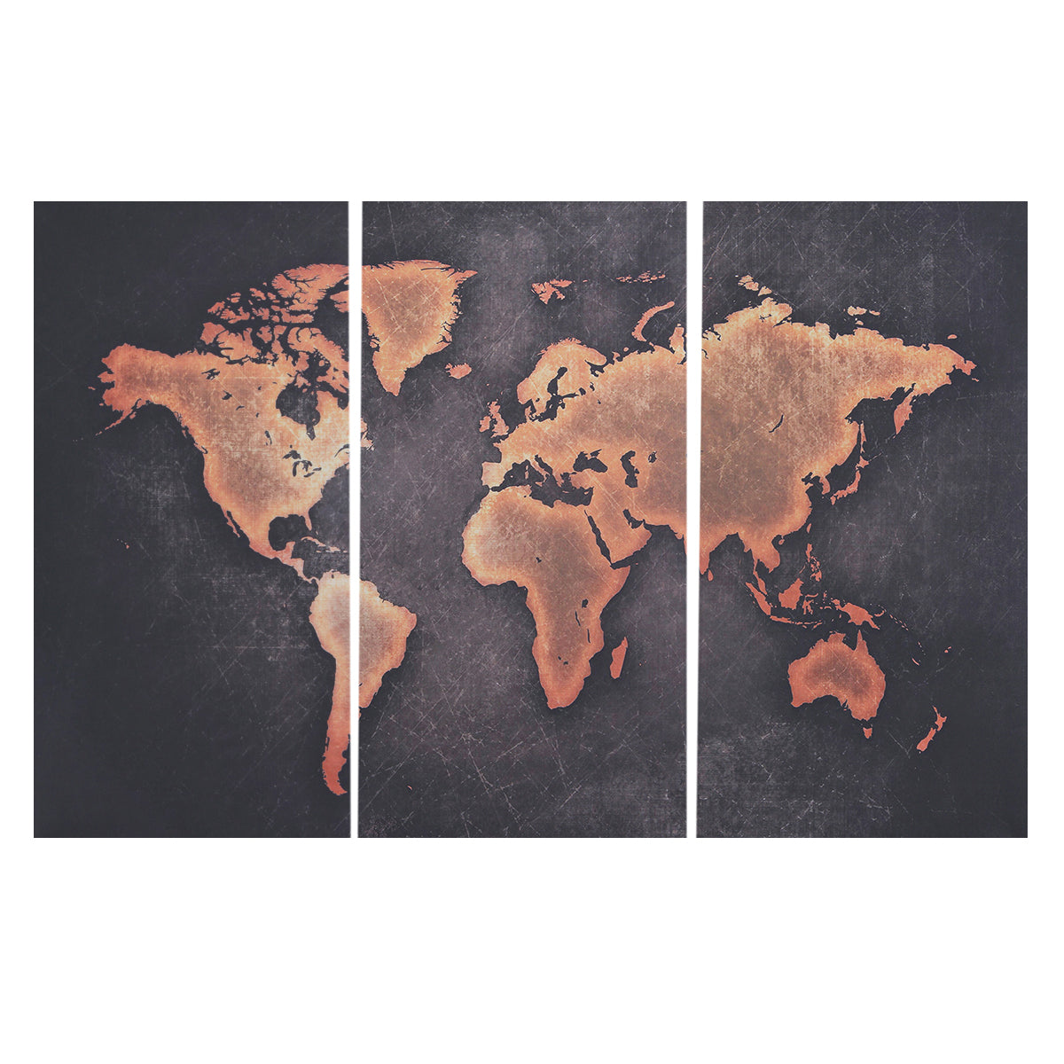 3 Panels Large World Map Modern Canvas Picture Print Wall Art, Single Picture: 600x300mm - Hand Painted