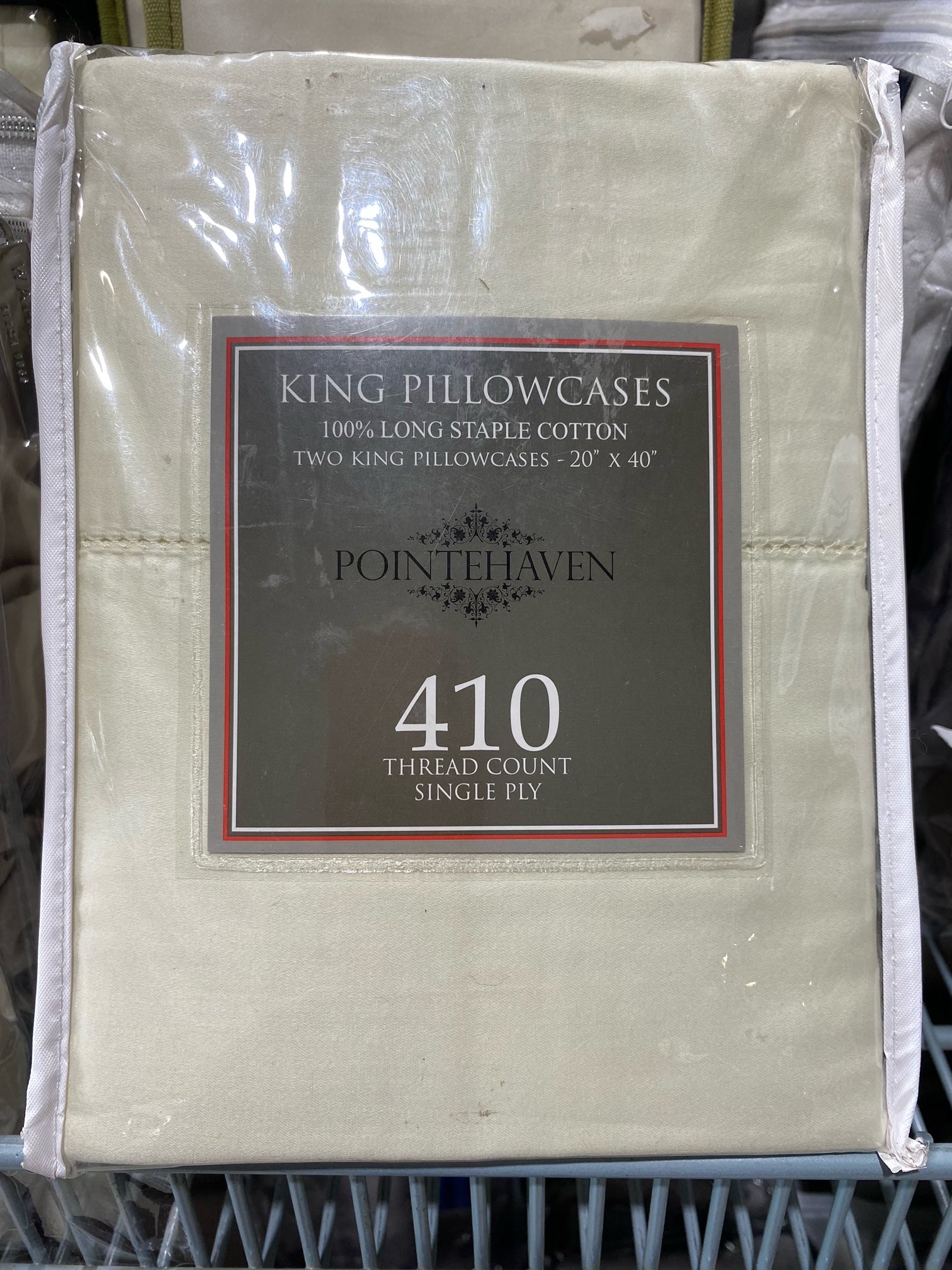 Pointehaven 2pack 410 Thread Count Cotton King Pillowcase in Ivory