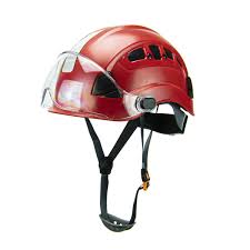 UNINOVA Safety Hard Hat with Visor - ANSI Z89.1 Approved Vented Helmet - 6-Point Ratchet Suspension, Perfect for Climbing Work and Construction (Red, Clear Visor)