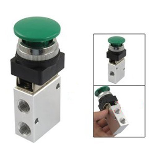 13mm Thread 2 Position 3 Way Green Push Button Air Mechanical Valve